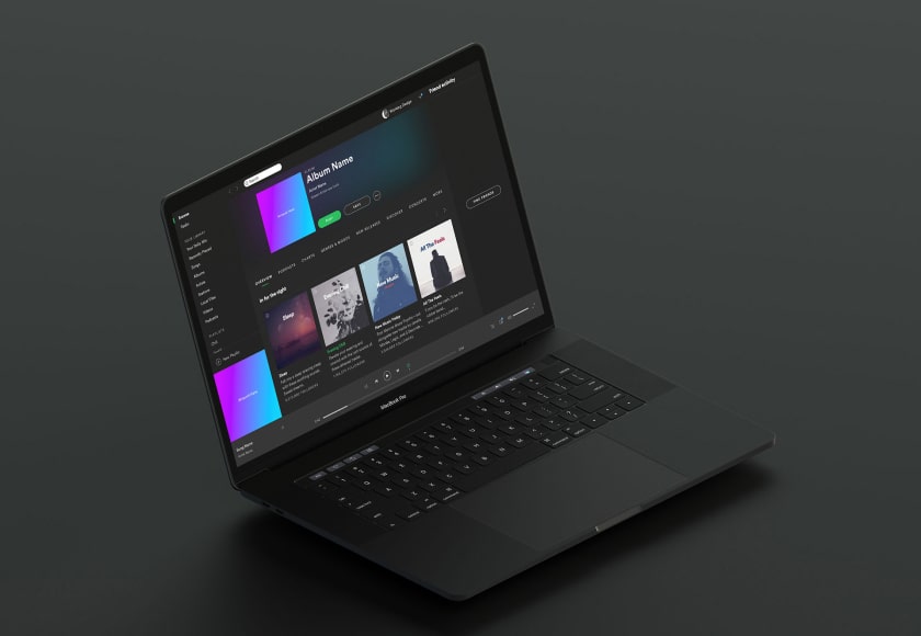 Laptop showing a polished digital interface and modern web design